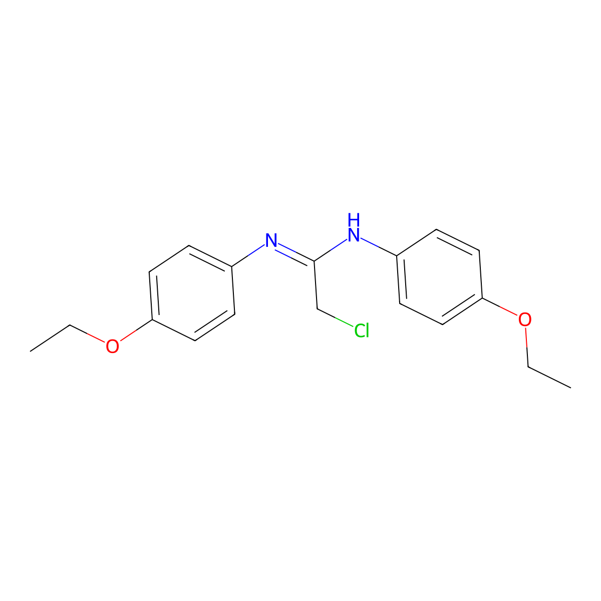 2-Chloro-N,N'-bis-(4-ethoxy-phenyl)-acetamidine molecular structure, CAS 40403-45-0