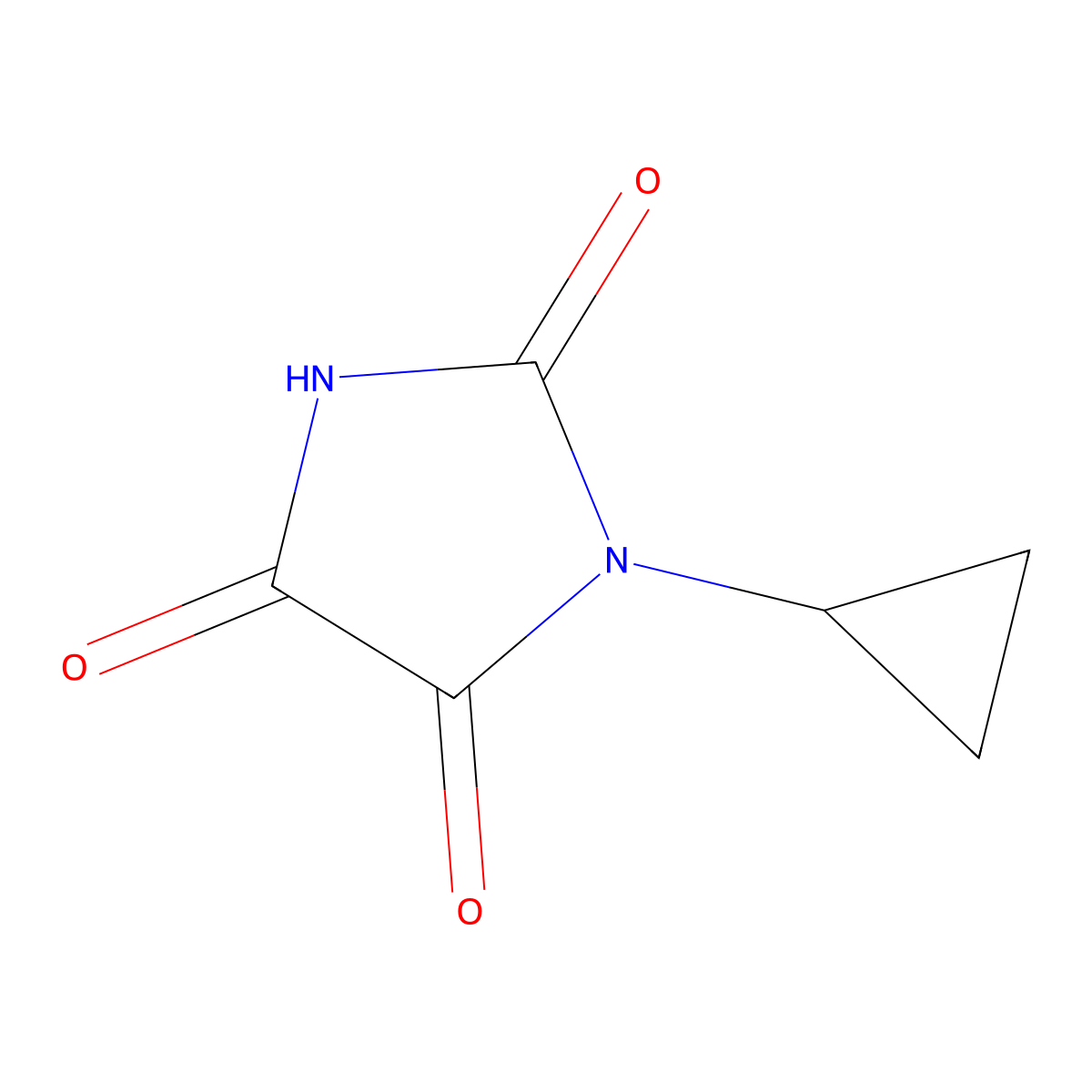 1-Cyclopropylimidazolidine-2,4,5-trione molecular structure, CAS 40408-46-6