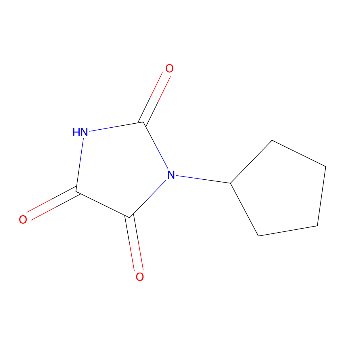 1-Cyclopentyl-2,4,5-imidazolidinetrione molecular structure, CAS 40408-47-7