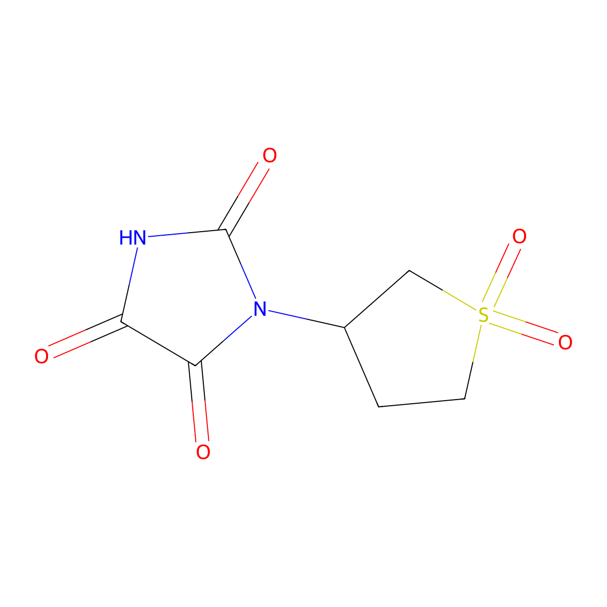 1-(1,1-Dioxo-1lambda6-thiolan-3-yl)imidazolidine-2,4,5-trione molecular structure, CAS 40408-55-7