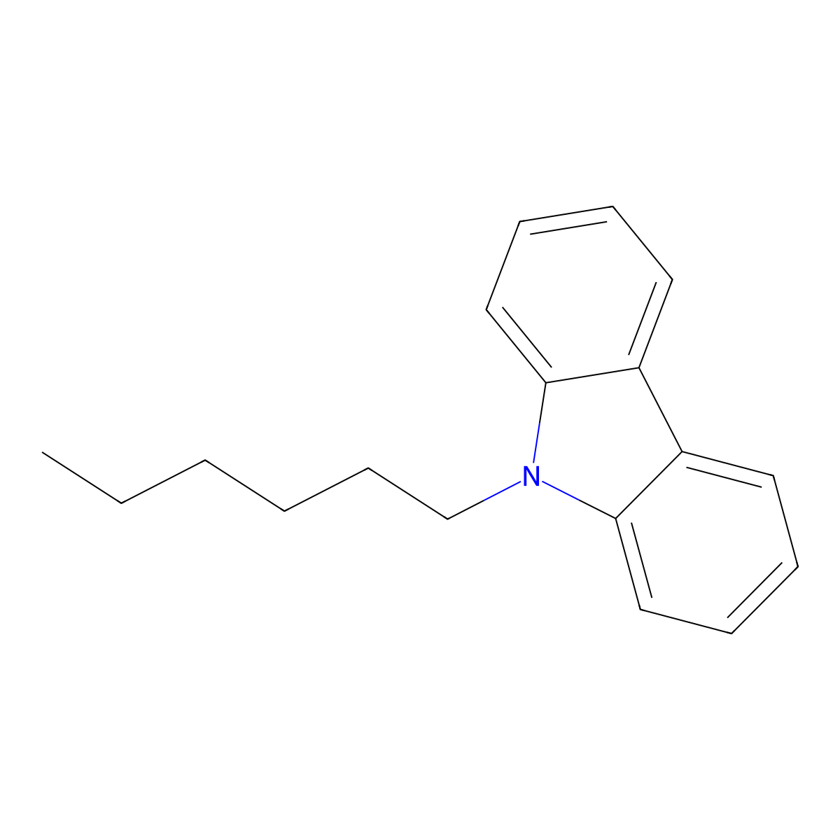 9-Hexylcarbazole molecular structure, CAS 4041-21-8