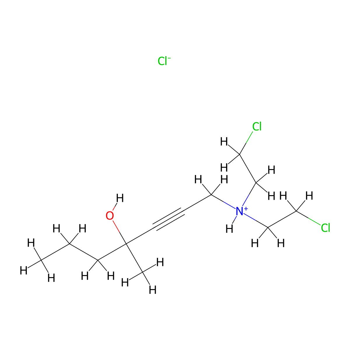 2-Heptyn-4-ol, 1-(bis(2-chloroethyl)amino)-4-methyl-, hydrochloride molecular structure, CAS 40415-91-6