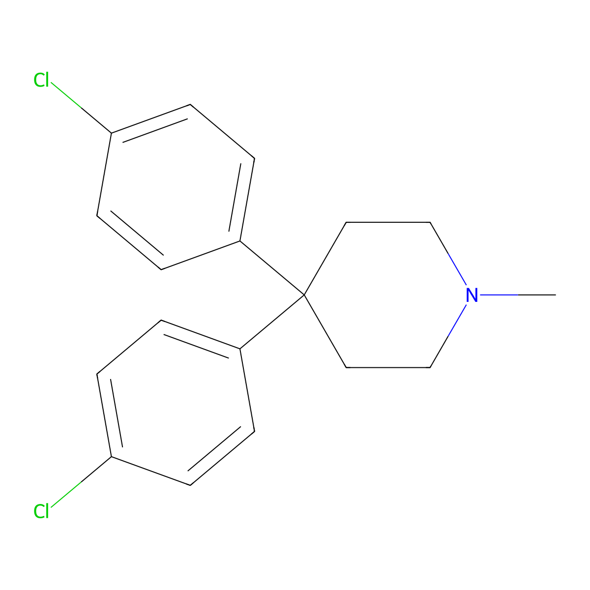 4,4-Bis(4-chlorophenyl)-1-Methylpiperidine molecular structure, CAS 40421-19-0