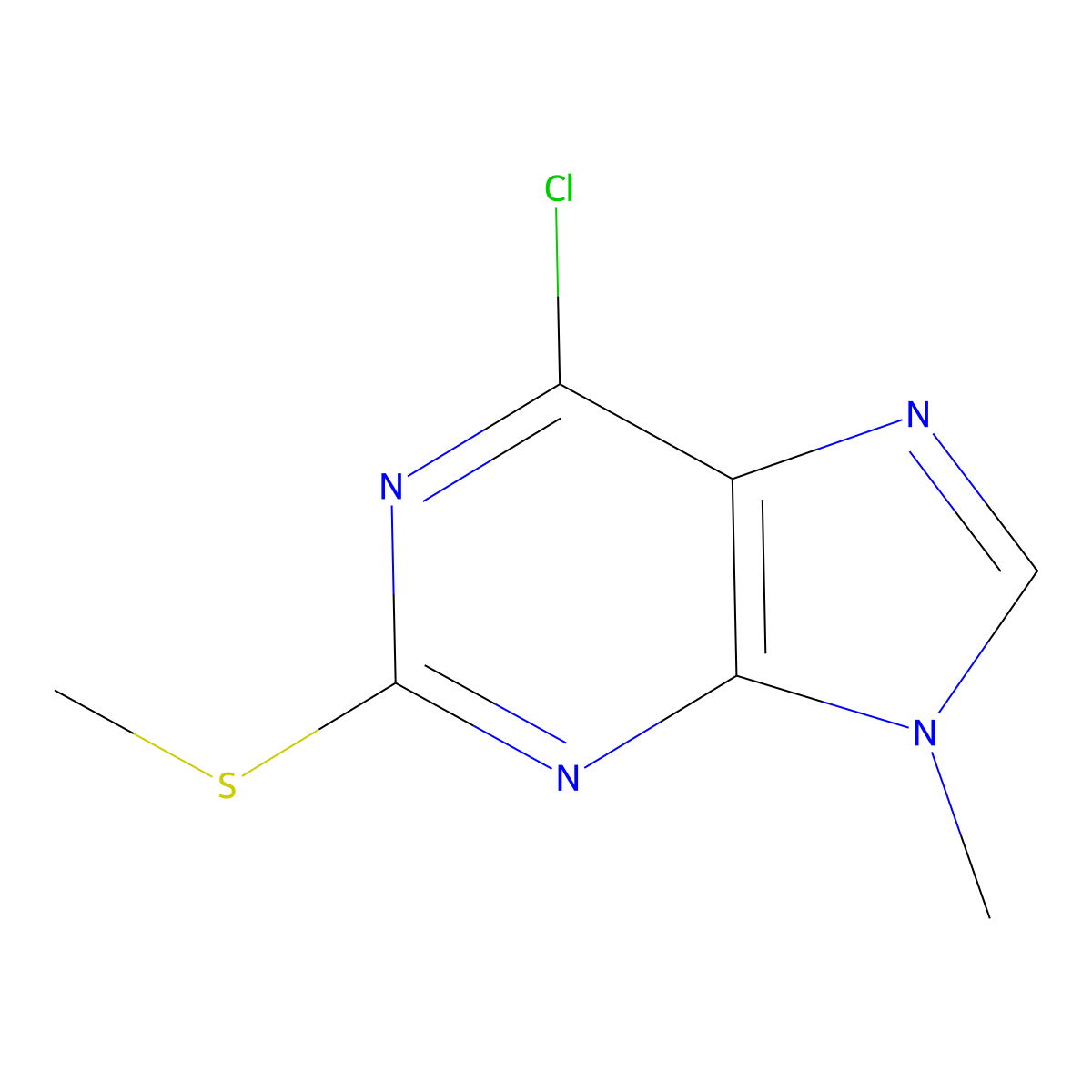 2-Methylthio-6-chloro-9-methylpurine molecular structure, CAS 40423-35-6