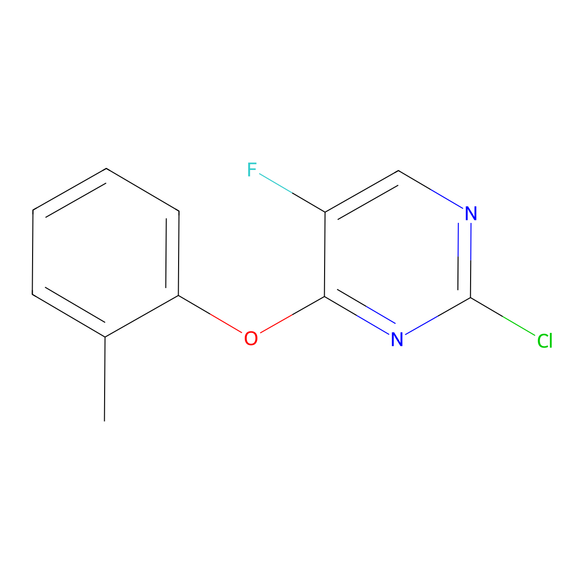 2-Chloro-5-fluoro-4-(2-methylphenoxy)pyrimidine molecular structure, CAS 40423-67-4