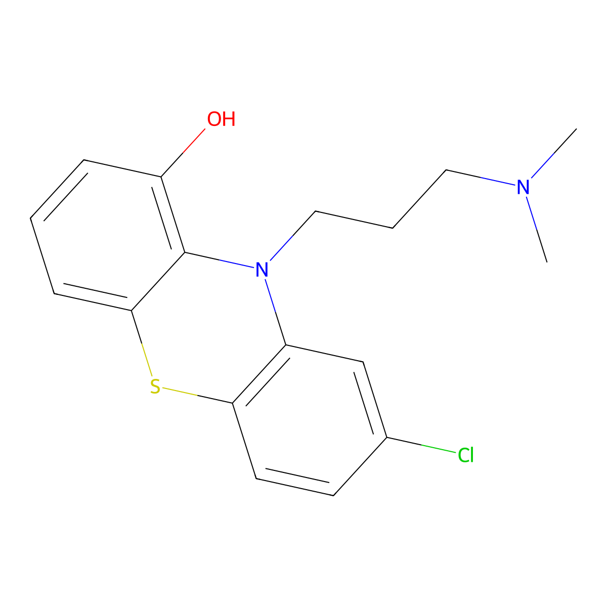 Phenothiazine, 2-chloro-10-(3-(dimethylamino)propyl)-9-hydroxy- molecular structure, CAS 4043-08-7