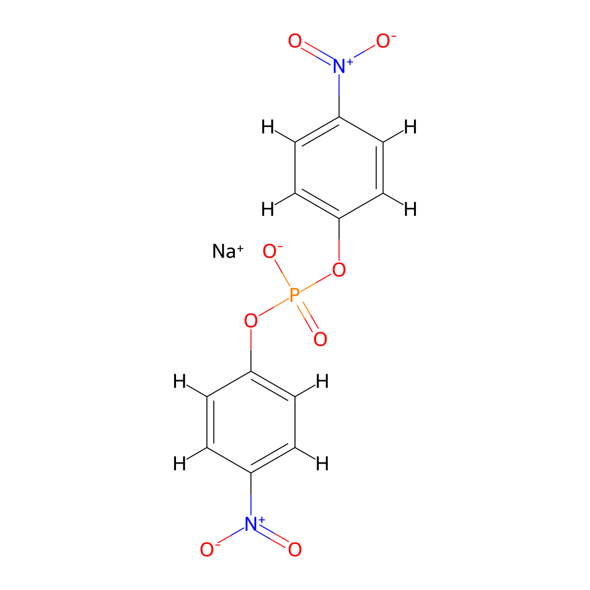 Bis(4-nitrophenyl)phosphate, sodium salt molecular structure, CAS 4043-96-3