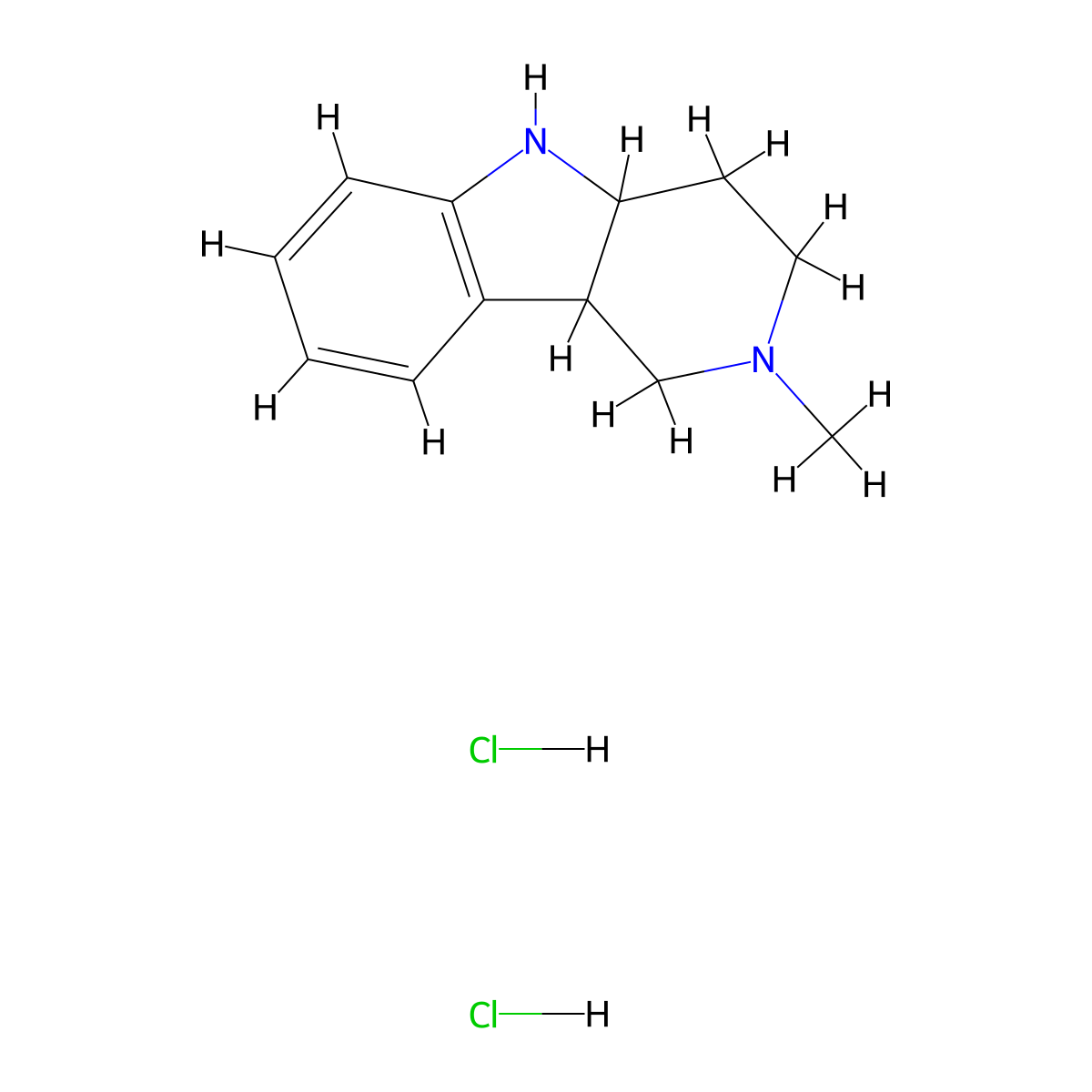 5H-Pyrido(4,3-b)indole, 1,2,3,4,4a,9b-hexahydro-2-methyl-, dihydrochloride molecular structure, CAS 40431-54-7