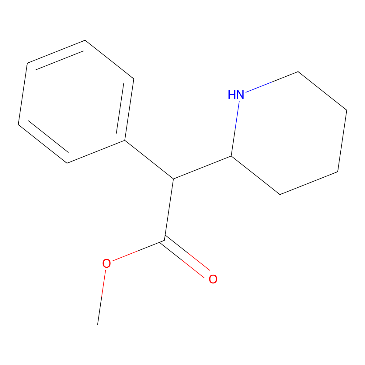 Dexmethylphenidate molecular structure, CAS 40431-64-9