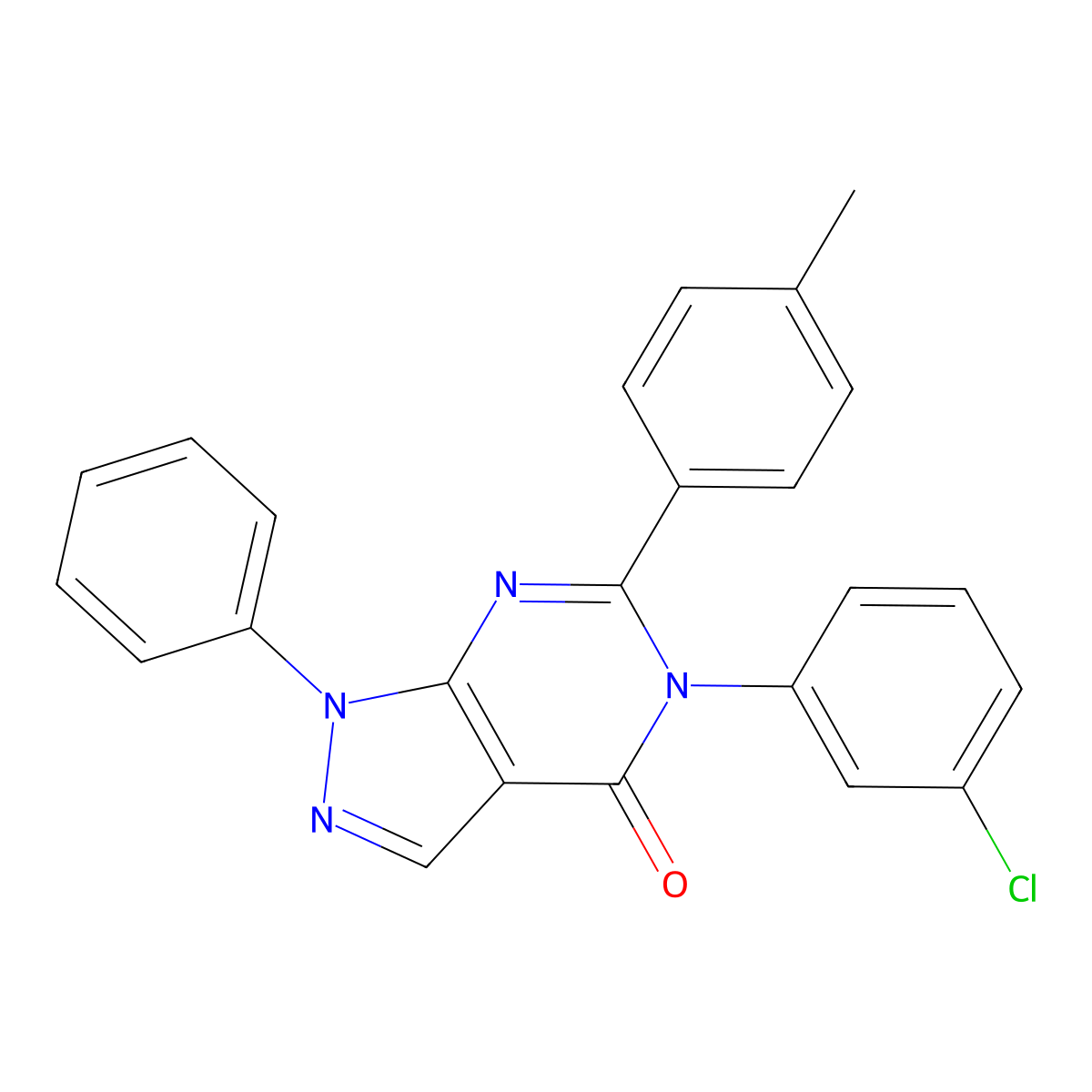5-(3-Chlorophenyl)-6-(4-methylphenyl)-1-phenylpyrazolo[3,4-d]pyrimidin-4-one molecular structure, CAS 404339-96-4