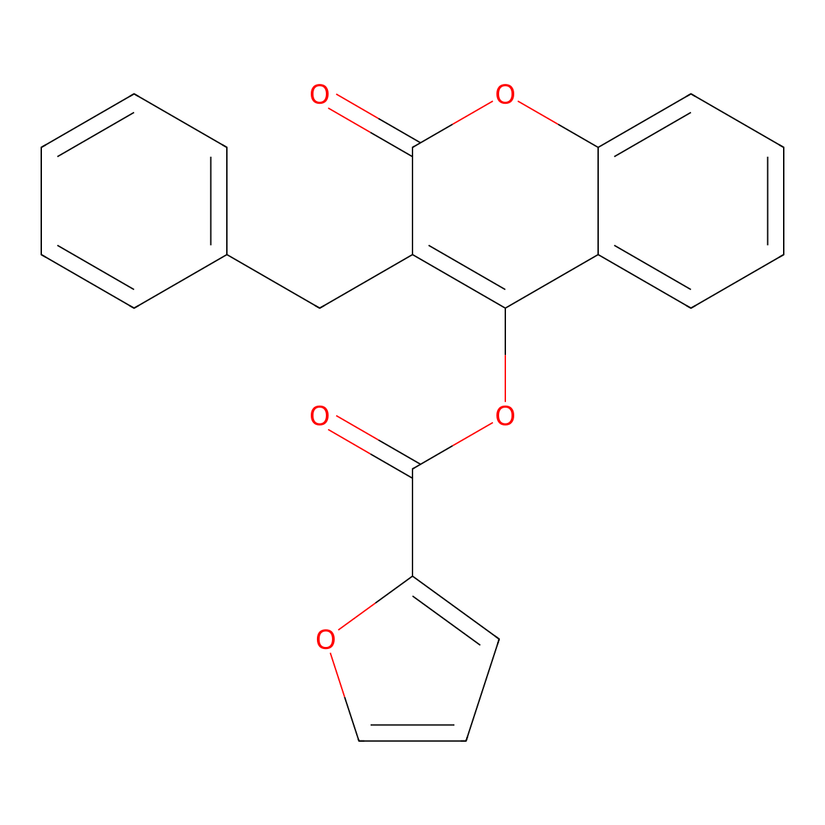 3-benzyl-2-oxo-2H-chromen-4-yl 2-furoate molecular structure, CAS 404350-88-5