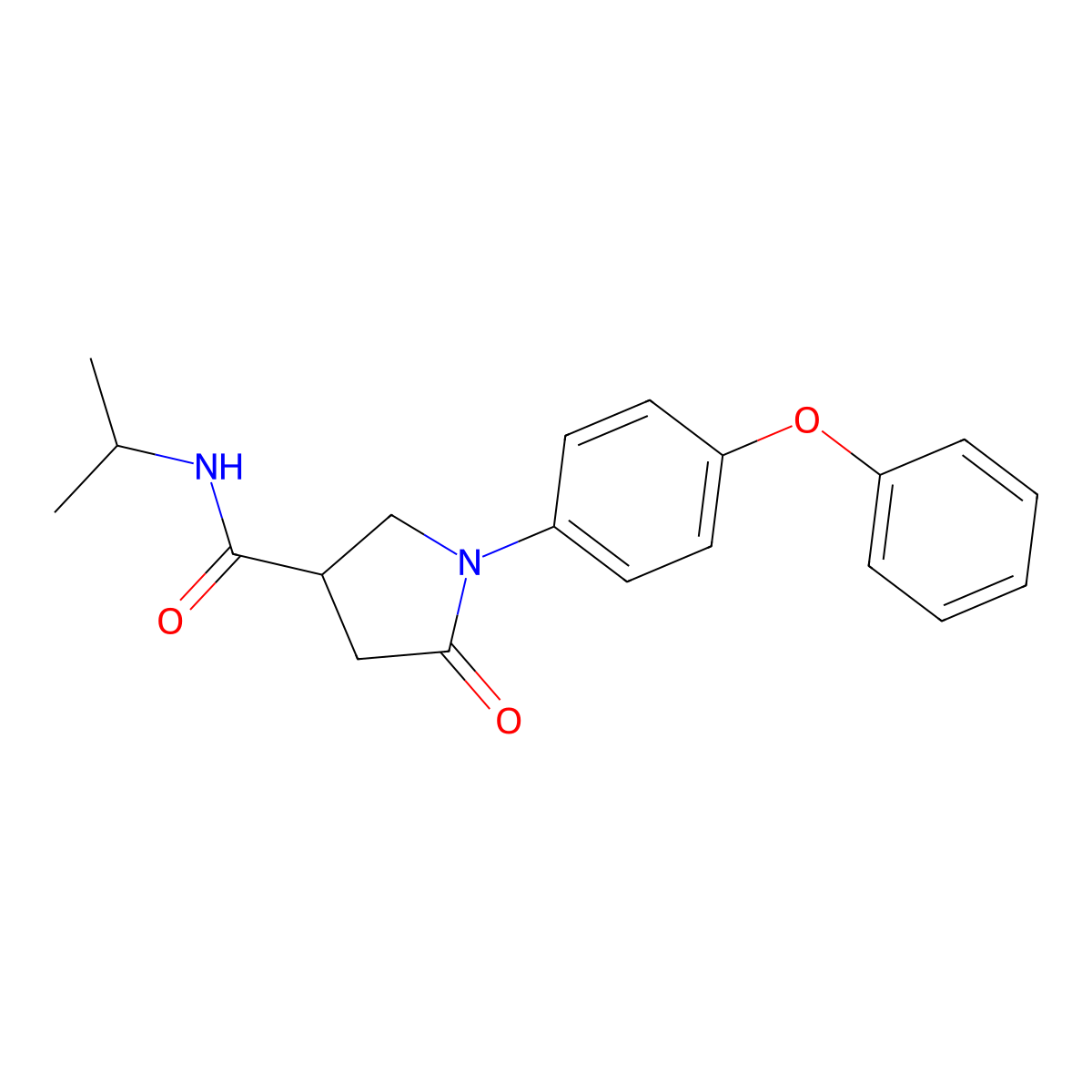 5-oxo-1-(4-phenoxyphenyl)-N-propan-2-ylpyrrolidine-3-carboxamide molecular structure, CAS 404359-38-2