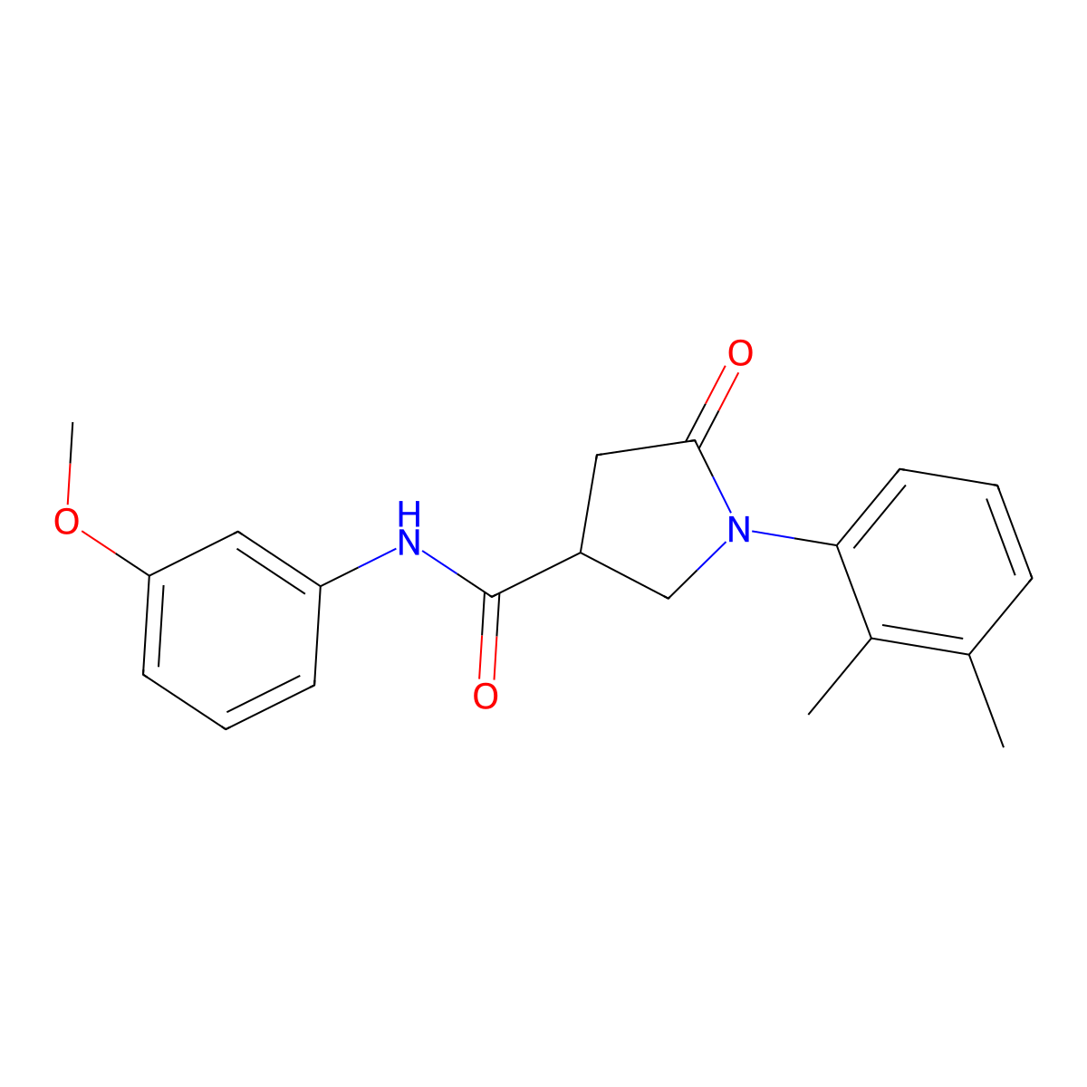 1-(2,3-dimethylphenyl)-N-(3-methoxyphenyl)-5-oxopyrrolidine-3-carboxamide molecular structure, CAS 404359-47-3