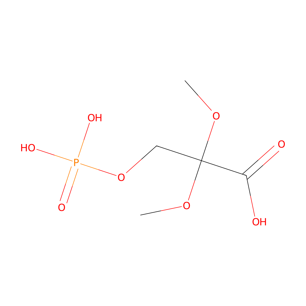 Propanoic acid, 2,2-dimethoxy-3-(phosphonooxy)- molecular structure, CAS 40436-85-9