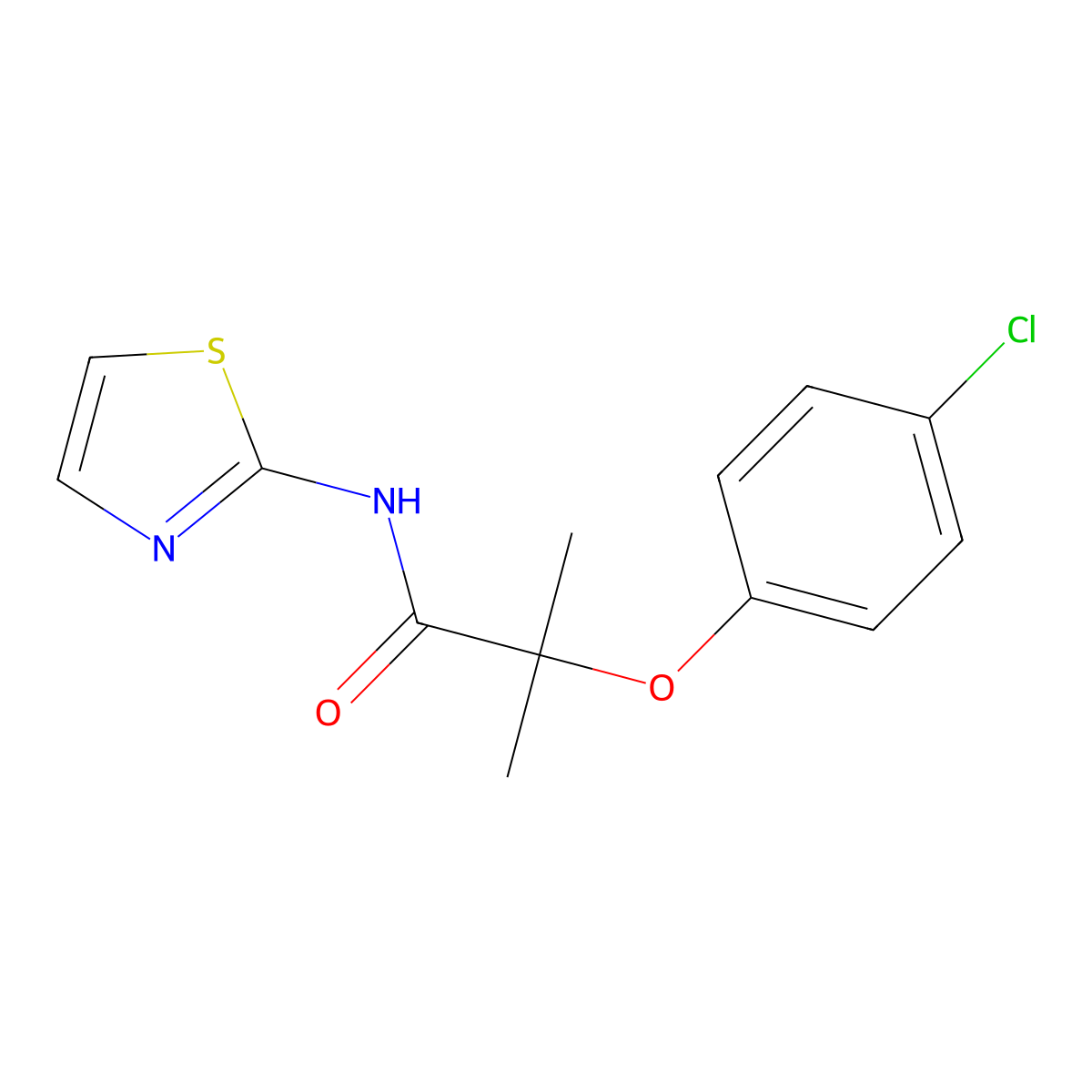 2-(4-Chlorophenoxy)-2-methyl-N-(thiazol-2-yl)propanamide molecular structure, CAS 404360-27-6