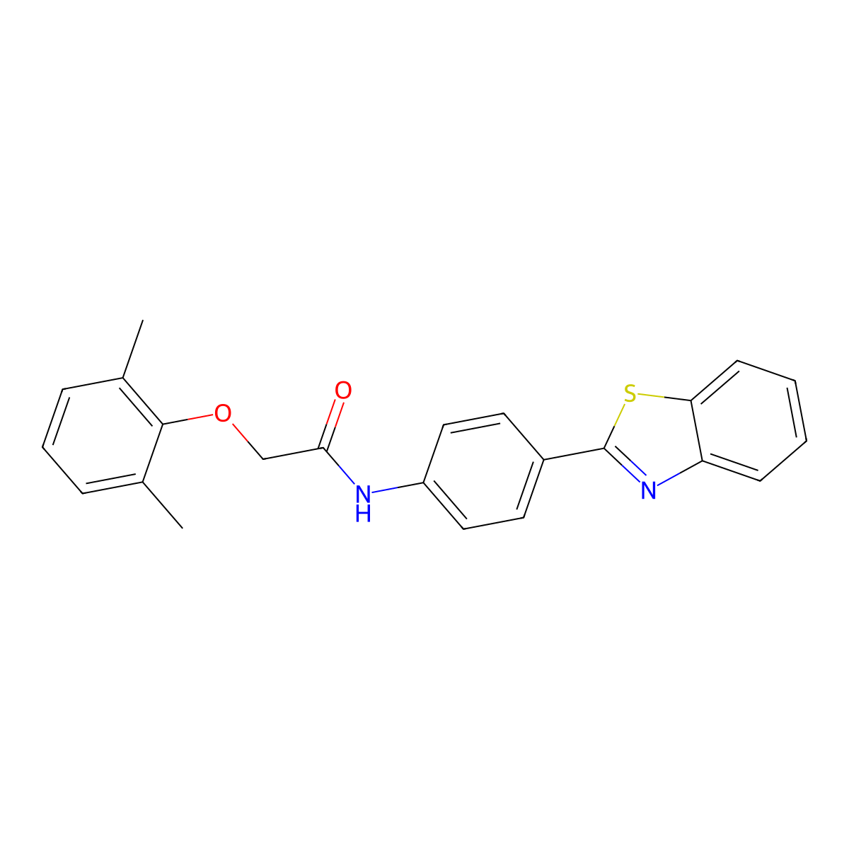 N-[4-(1,3-benzothiazol-2-yl)phenyl]-2-(2,6-dimethylphenoxy)acetamide molecular structure, CAS 404360-44-7