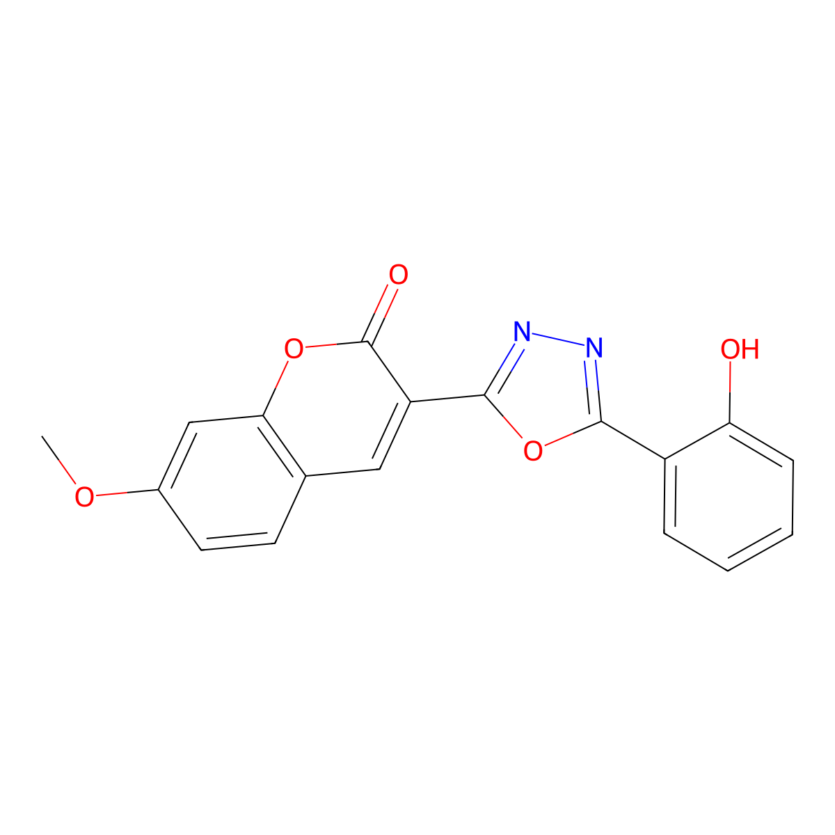 3-(5-(2-hydroxyphenyl)-1,3,4-oxadiazol-2-yl)-7-methoxy-2H-chromen-2-one molecular structure, CAS 404362-00-1