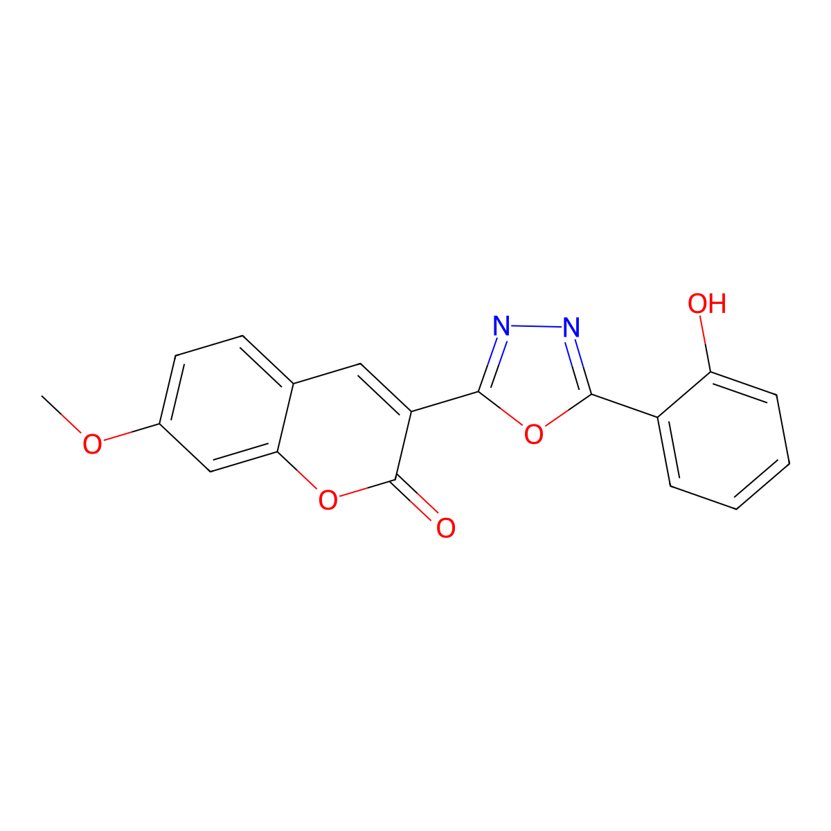 3-(5-(2-hydroxyphenyl)-1,3,4-oxadiazol-2-yl)-7-methoxy-2H-chromen-2-one molecular structure, CAS 404362-00-1