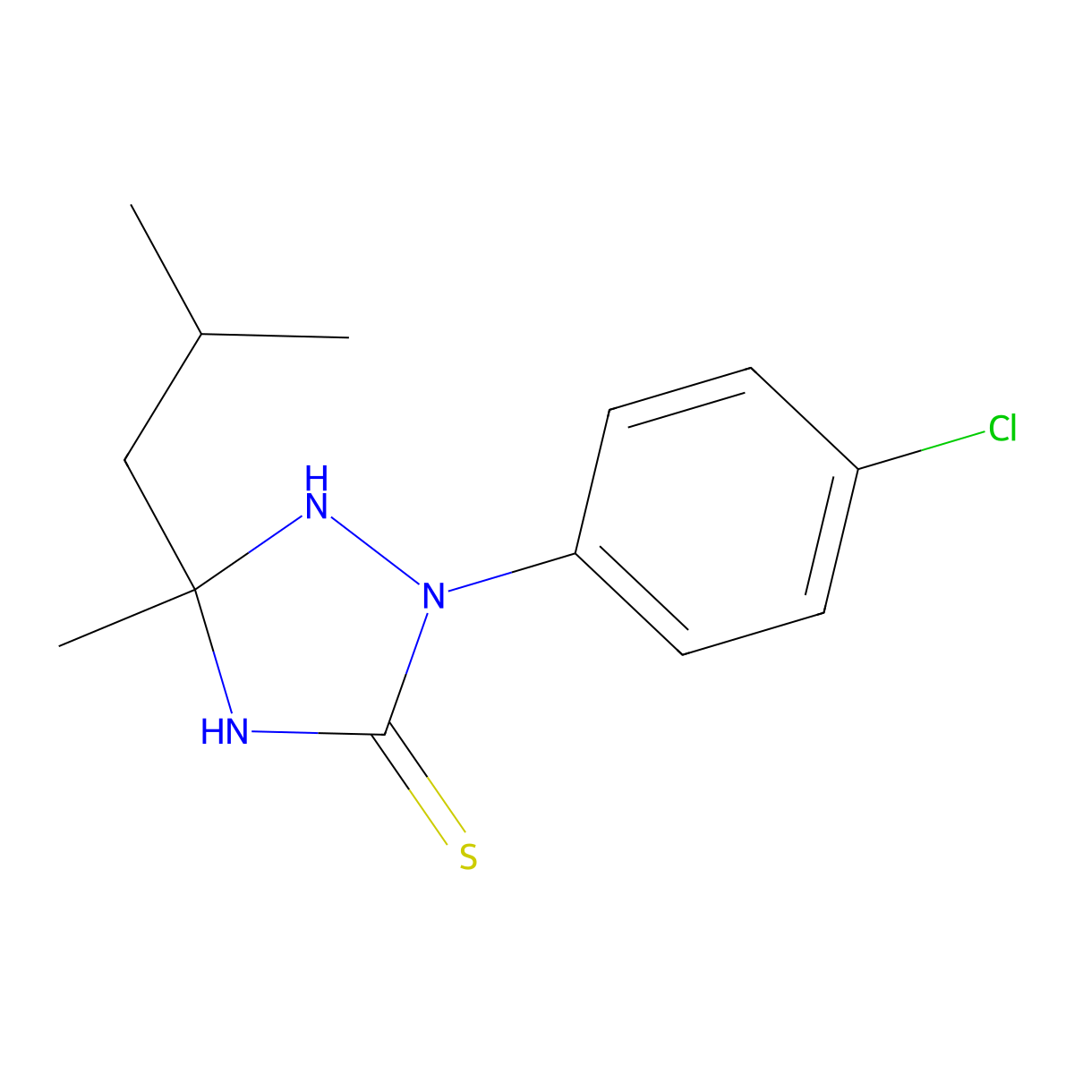 2-(4-Chlorophenyl)-5-methyl-5-(2-methylpropyl)-1,2,4-triazolidine-3-thione molecular structure, CAS 404363-08-2