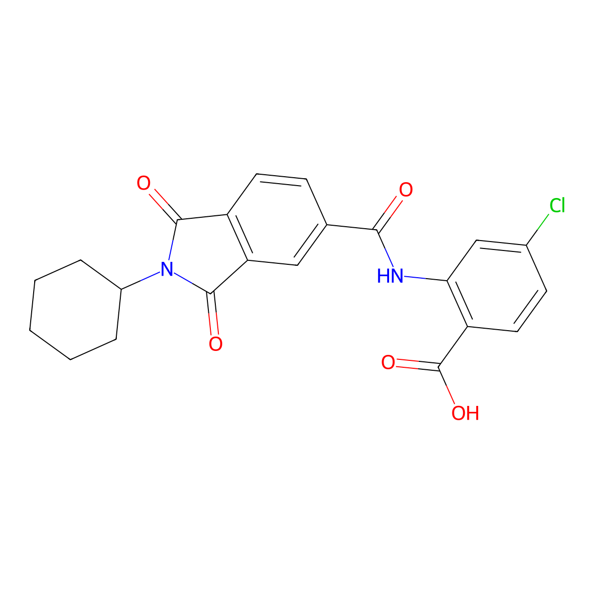 4-chloro-2-{[(2-cyclohexyl-1,3-dioxo-2,3-dihydro-1H-isoindol-5-yl)carbonyl]amino}benzoic acid molecular structure, CAS 404363-66-2