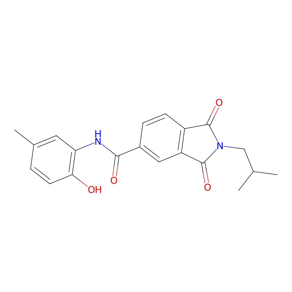 N-(2-hydroxy-5-methylphenyl)-2-(2-methylpropyl)-1,3-dioxoisoindole-5-carboxamide molecular structure, CAS 404364-27-8