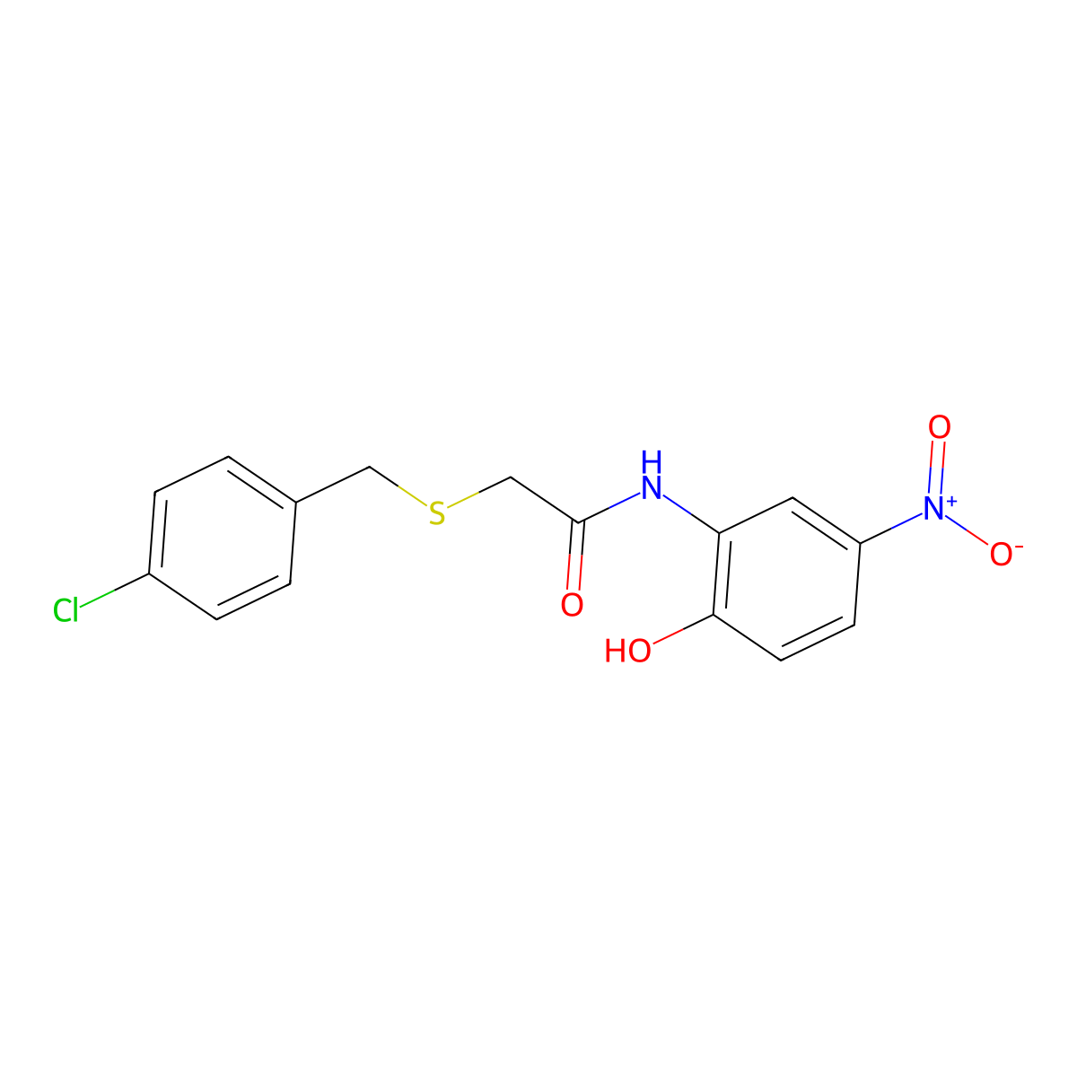 2-[(4-chlorophenyl)methylthio]-N-(2-hydroxy-5-nitrophenyl)acetamide molecular structure, CAS 404365-02-2