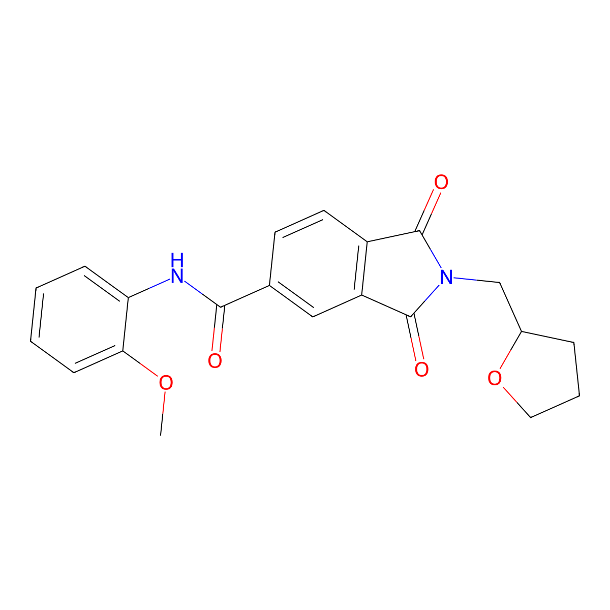 N-(2-methoxyphenyl)-1,3-dioxo-2-(oxolan-2-ylmethyl)isoindole-5-carboxamide molecular structure, CAS 404366-05-8