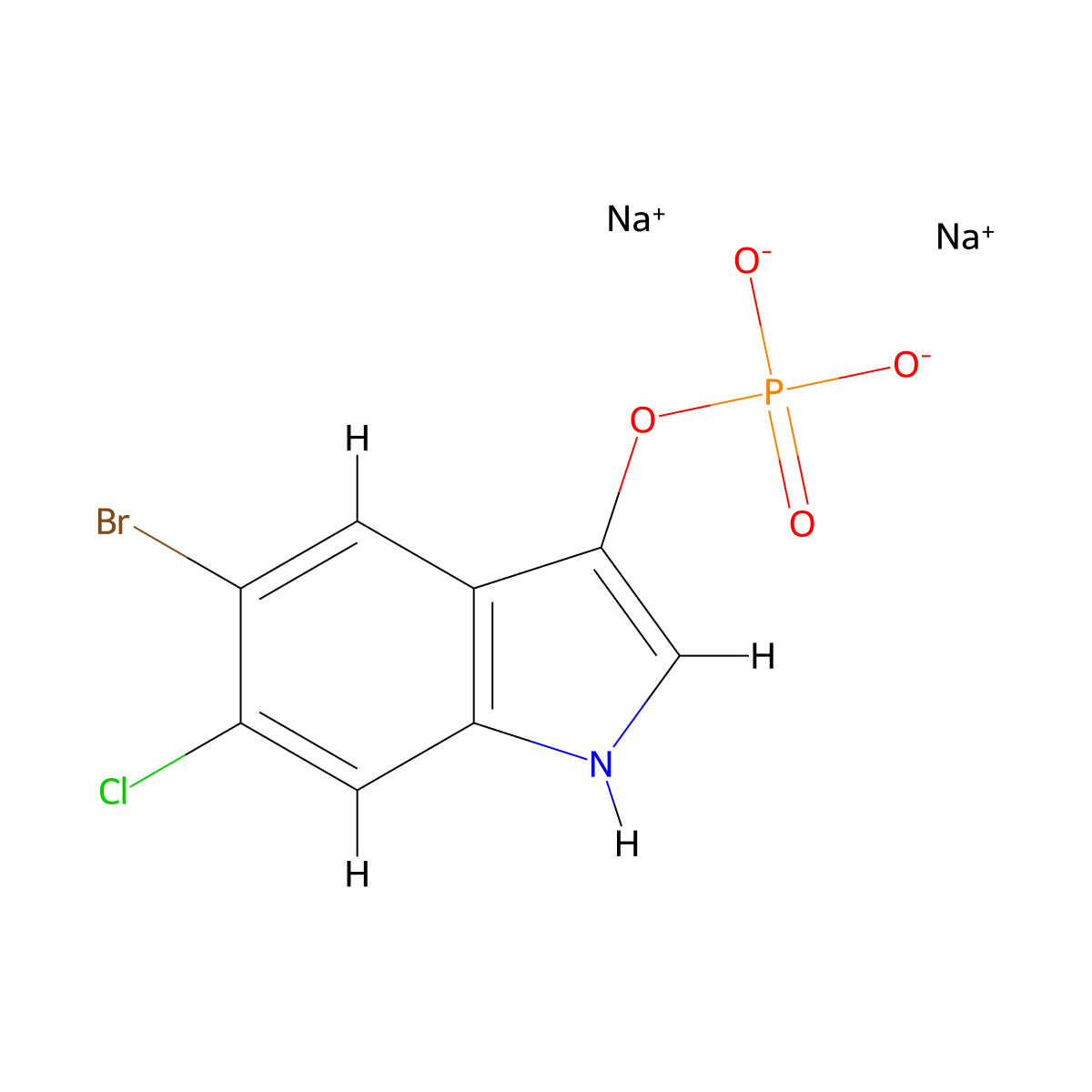 Sodium 5-bromo-6-chloro-1H-indol-3-yl phosphate molecular structure, CAS 404366-59-2