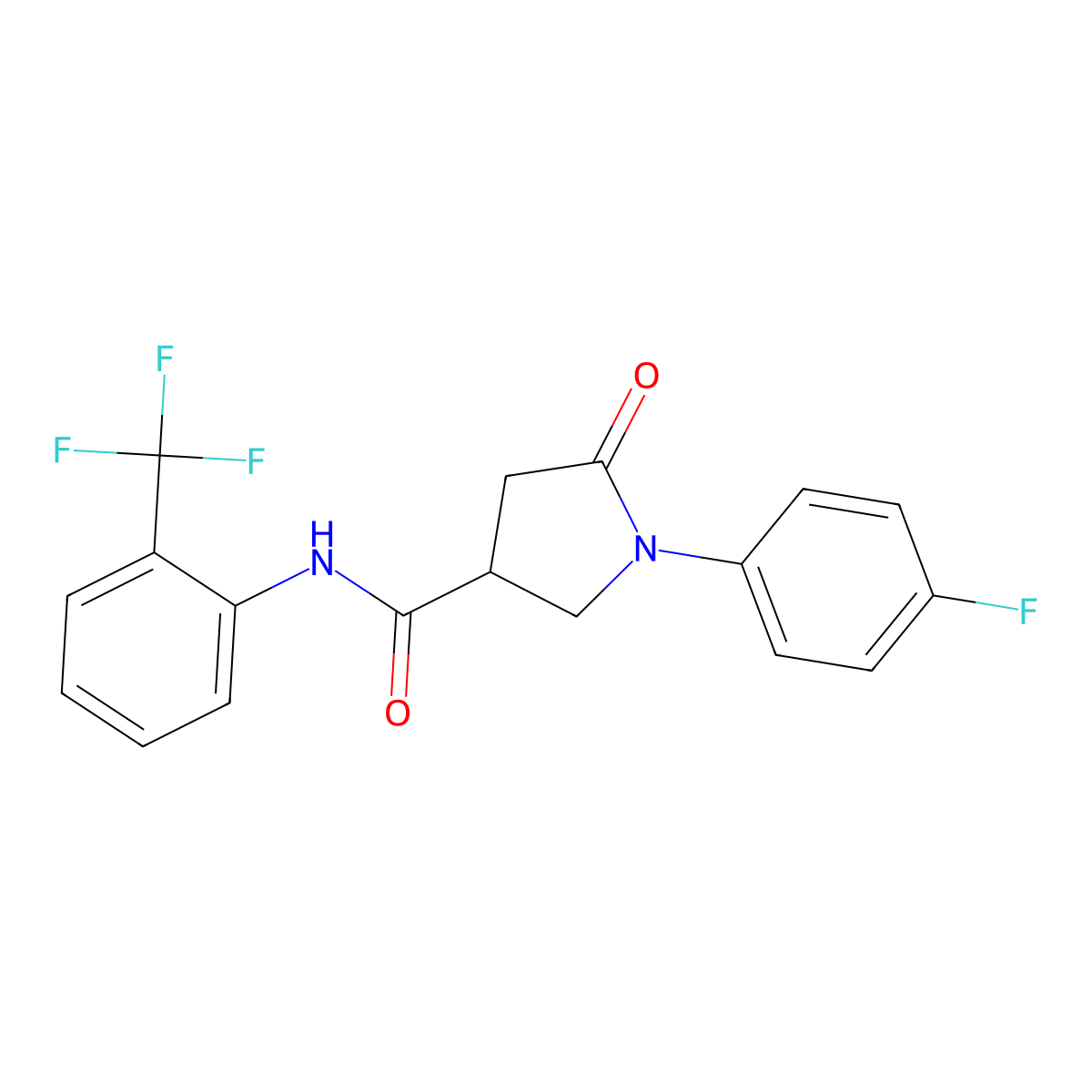 1-(4-fluorophenyl)-5-oxo-N-[2-(trifluoromethyl)phenyl]pyrrolidine-3-carboxamide molecular structure, CAS 404369-33-1