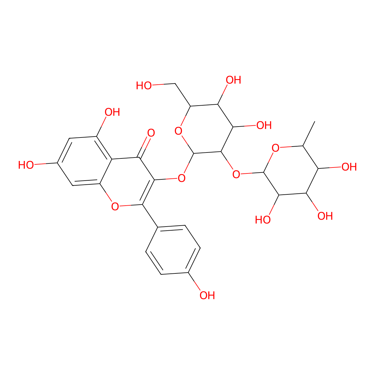 Kaempferol-3-glucorhamnoside molecular structure, CAS 40437-72-7
