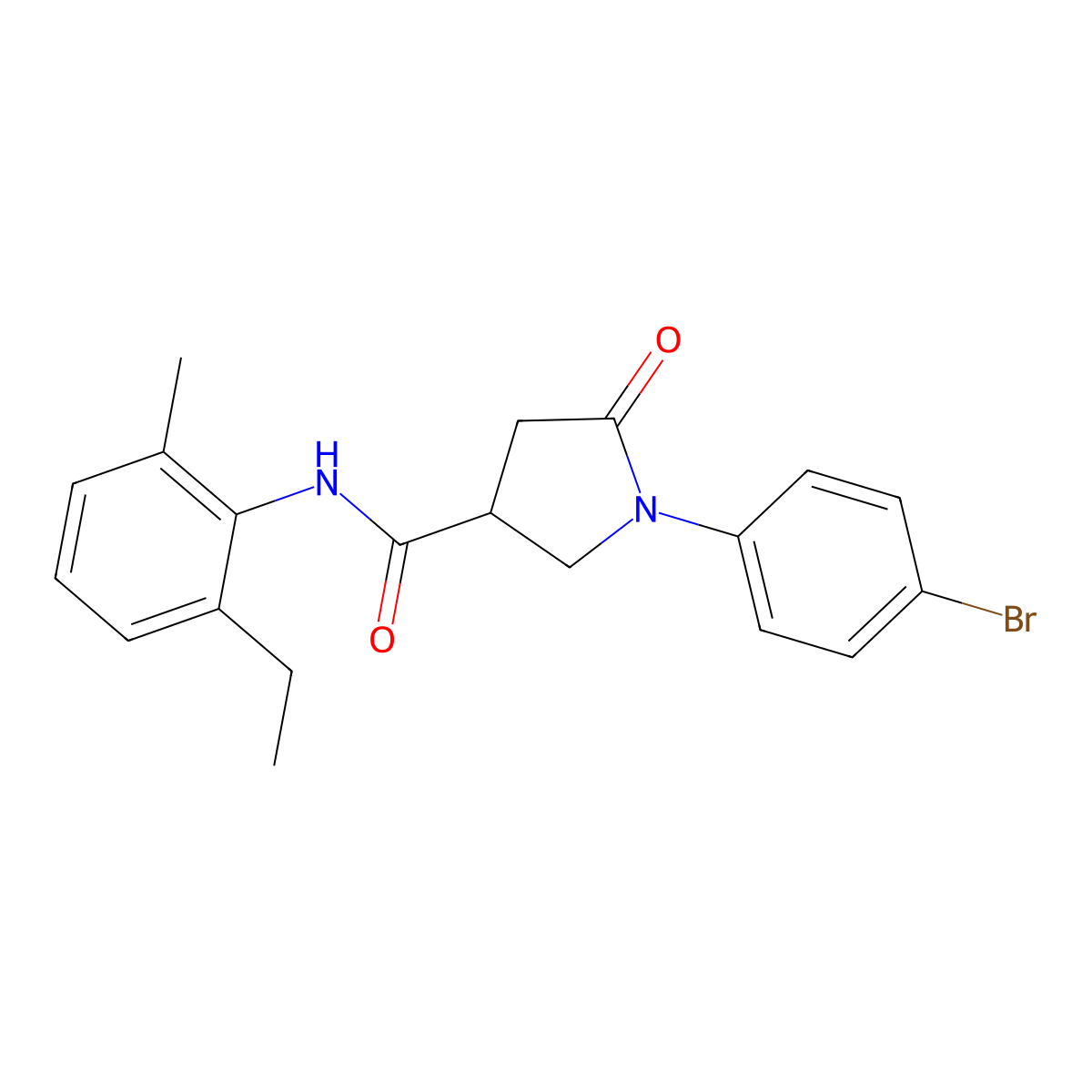 1-(4-bromophenyl)-N-(2-ethyl-6-methylphenyl)-5-oxopyrrolidine-3-carboxamide molecular structure, CAS 404370-02-1