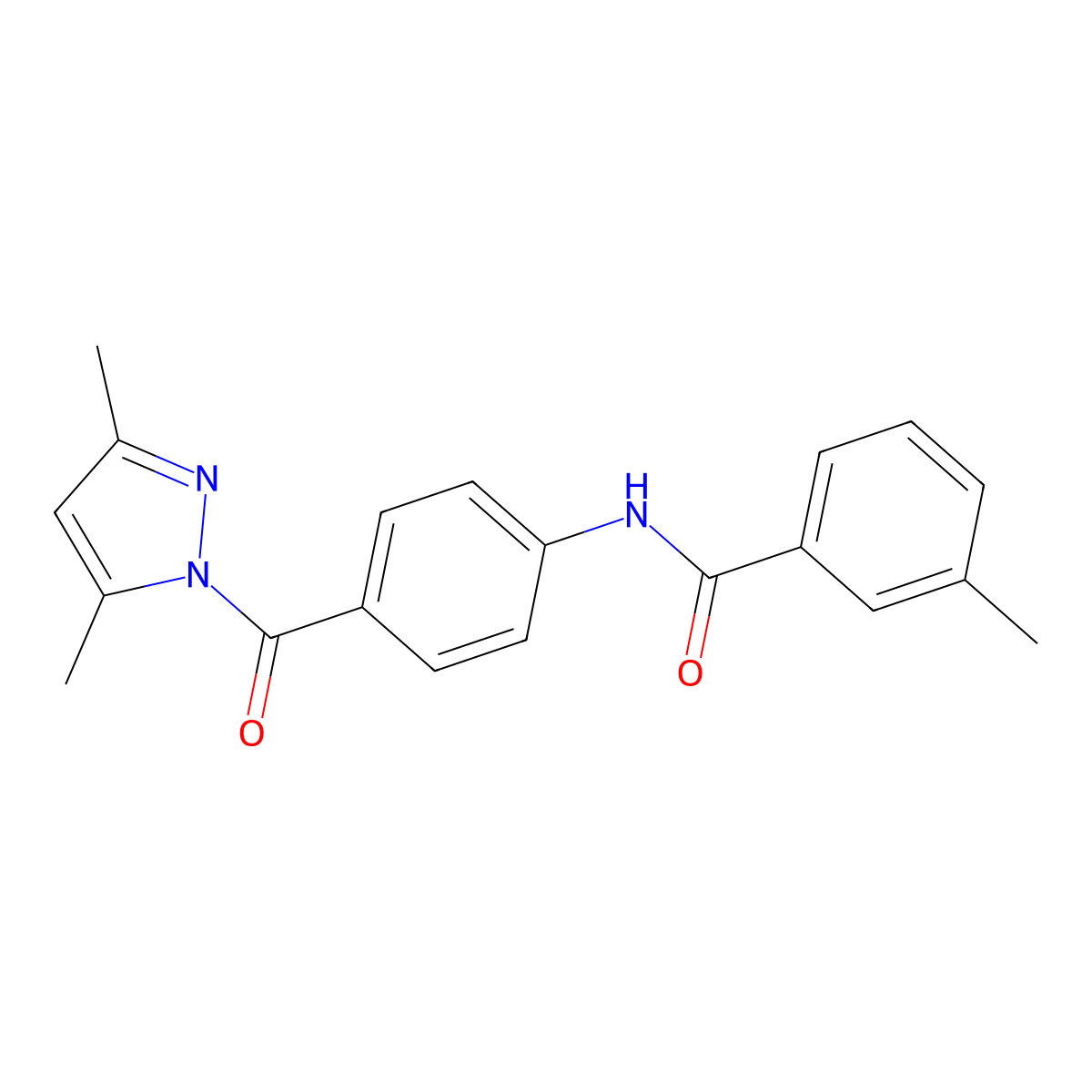 N-{4-[(3,5-dimethyl-1H-pyrazol-1-yl)carbonyl]phenyl}-3-methylbenzamide molecular structure, CAS 404371-81-9