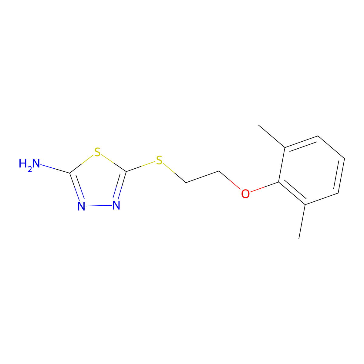 5-{[2-(2,6-Dimethylphenoxy)ethyl]sulfanyl}-1,3,4-thiadiazol-2-amine molecular structure, CAS 404372-90-3
