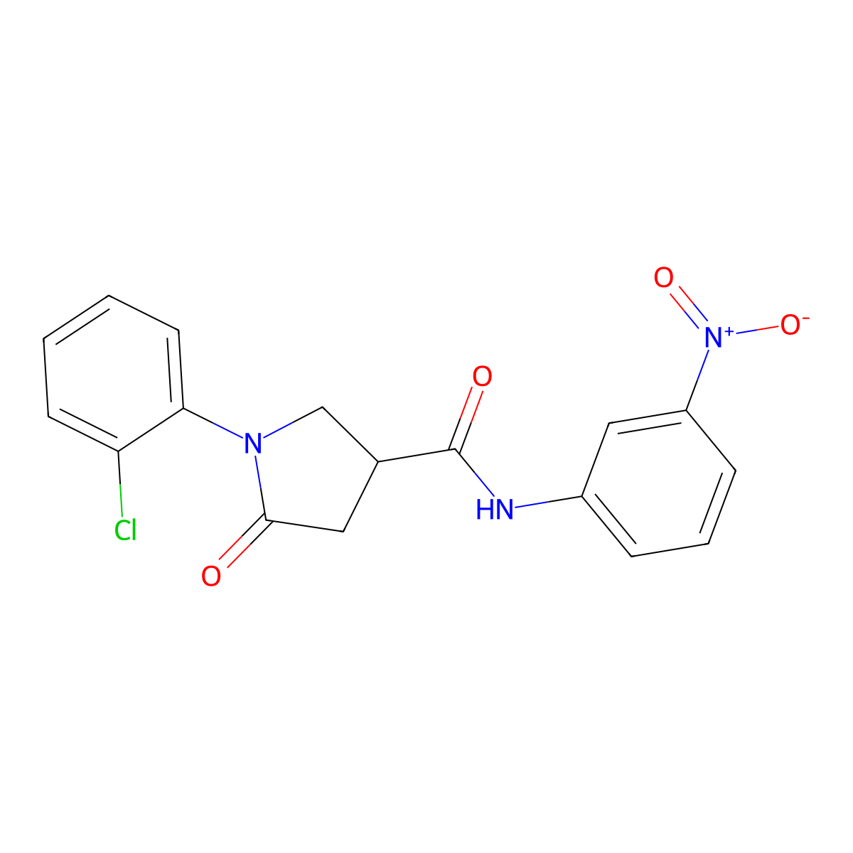 1-(2-chlorophenyl)-N-(3-nitrophenyl)-5-oxopyrrolidine-3-carboxamide molecular structure, CAS 404375-12-8
