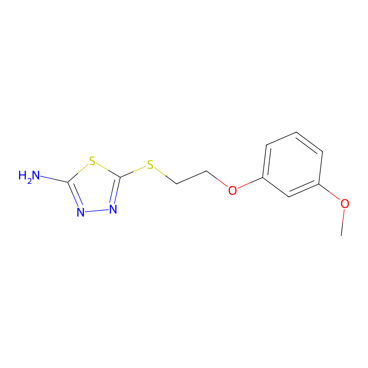 5-{[2-(3-Methoxyphenoxy)ethyl]sulfanyl}-1,3,4-thiadiazol-2-amine molecular structure, CAS 404375-79-7