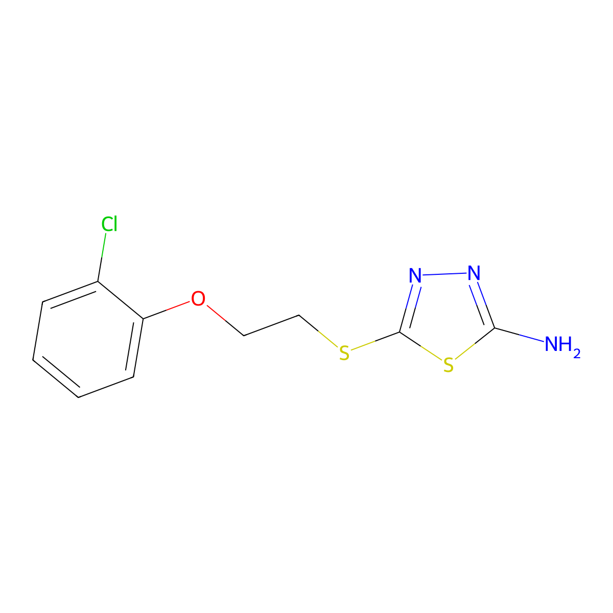 5-{[2-(2-Chlorophenoxy)ethyl]sulfanyl}-1,3,4-thiadiazol-2-amine molecular structure, CAS 404376-76-7
