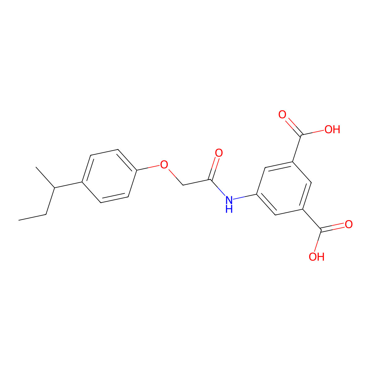 5-({[4-(Butan-2-yl)phenoxy]acetyl}amino)benzene-1,3-dicarboxylic acid molecular structure, CAS 404377-38-4