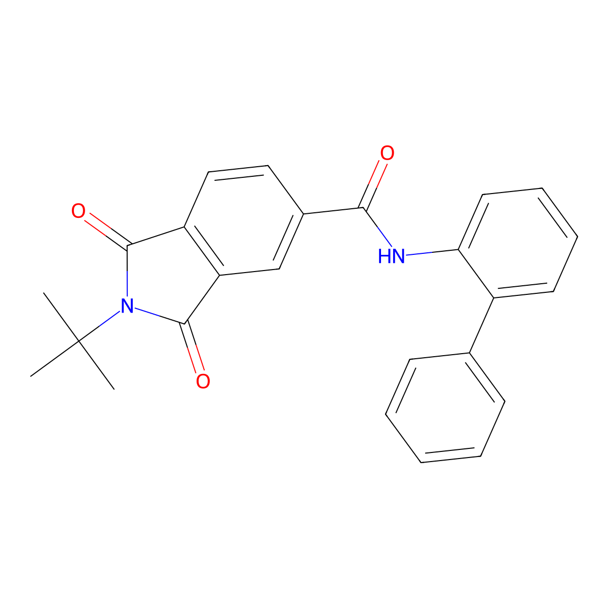 2-tert-butyl-1,3-dioxo-N-(2-phenylphenyl)isoindole-5-carboxamide molecular structure, CAS 404377-78-2