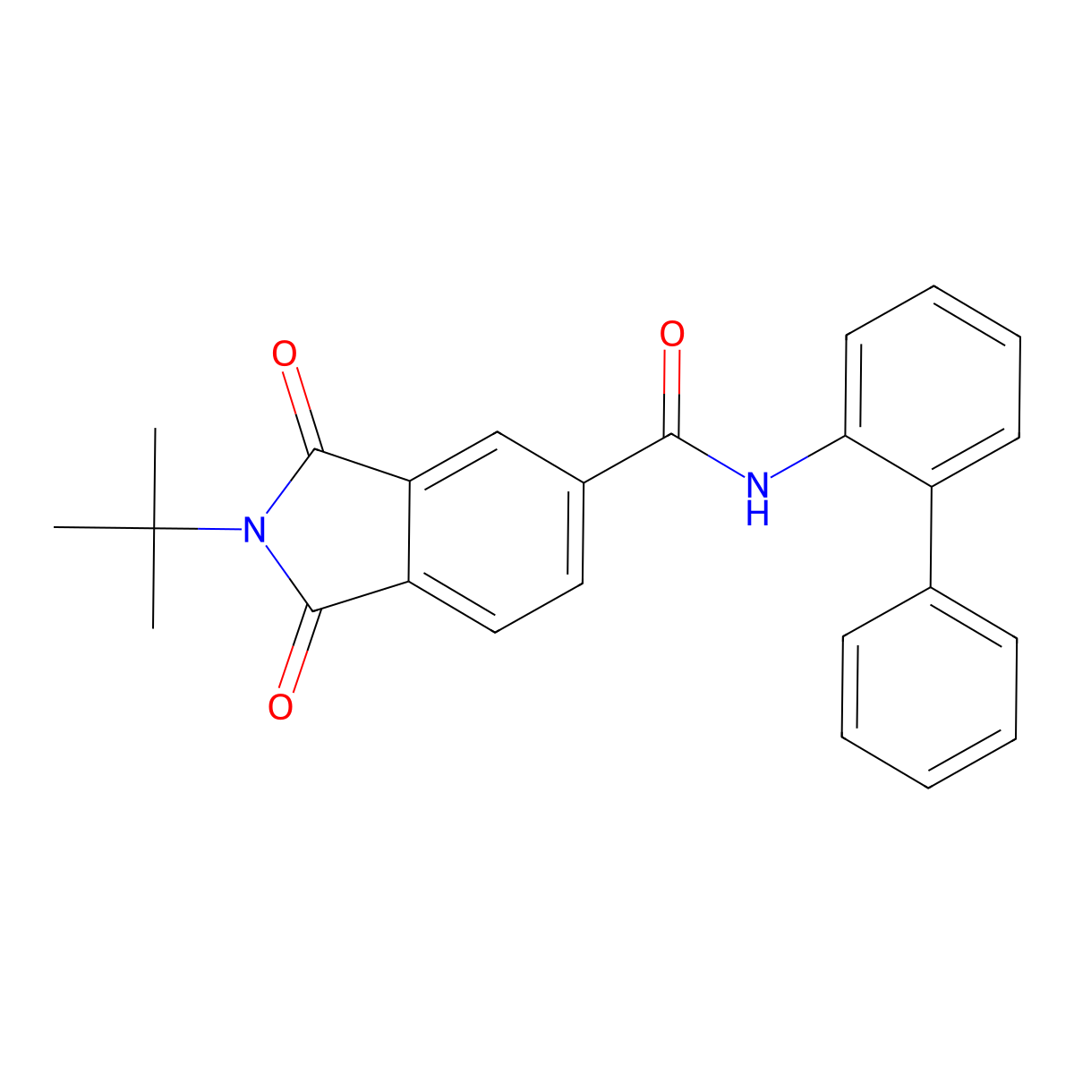 2-tert-butyl-1,3-dioxo-N-(2-phenylphenyl)isoindole-5-carboxamide molecular structure, CAS 404377-78-2
