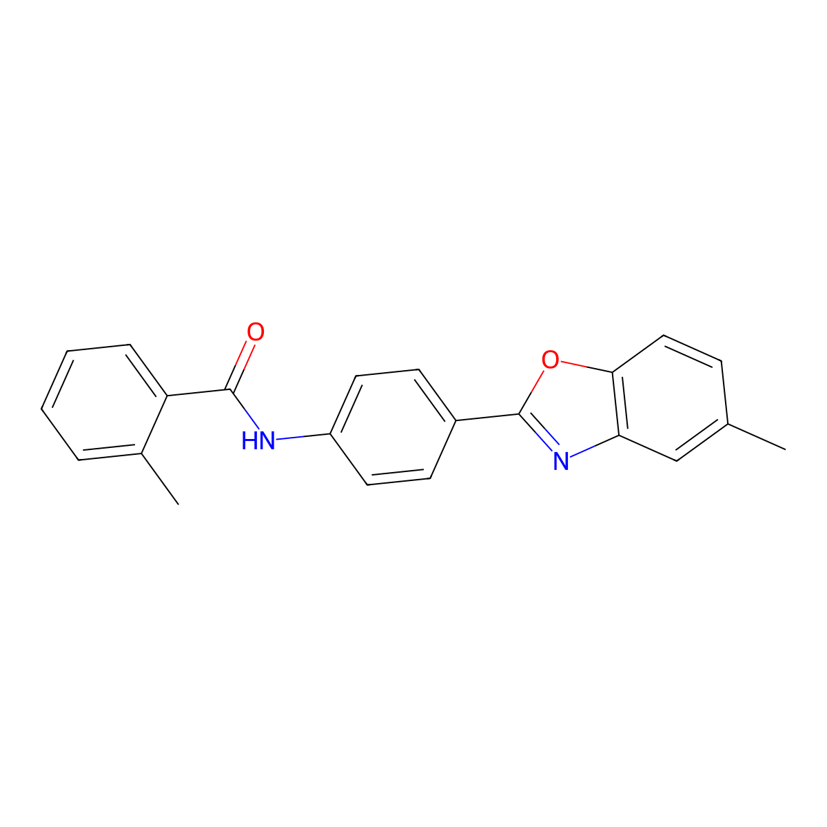 2-methyl-N-[4-(5-methyl-1,3-benzoxazol-2-yl)phenyl]benzamide molecular structure, CAS 404377-93-1