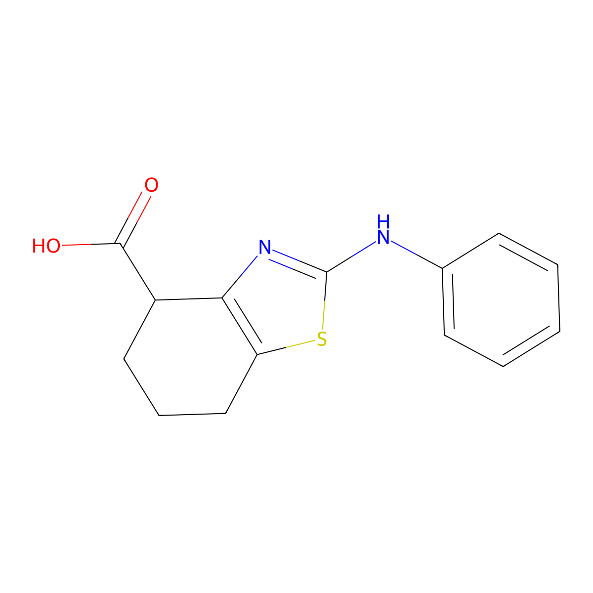 4,5,6,7-Tetrahydro-2-(phenylamino)-4-benzothiazolecarboxylic acid molecular structure, CAS 40440-19-5