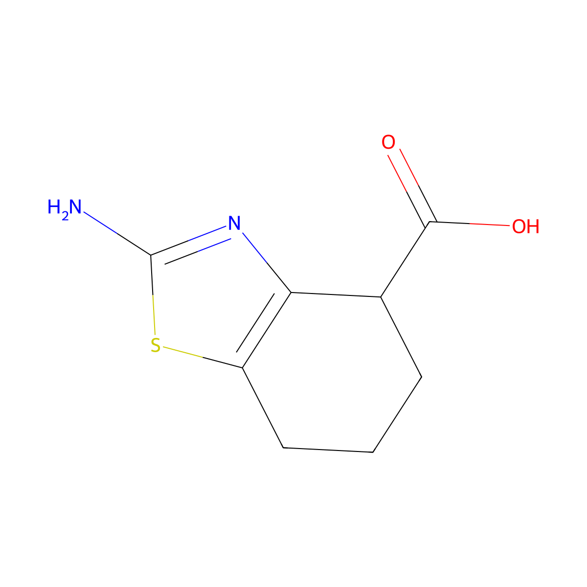 2-Amino-4,5,6,7-tetrahydro-1,3-benzothiazole-4-carboxylic acid molecular structure, CAS 40440-23-1