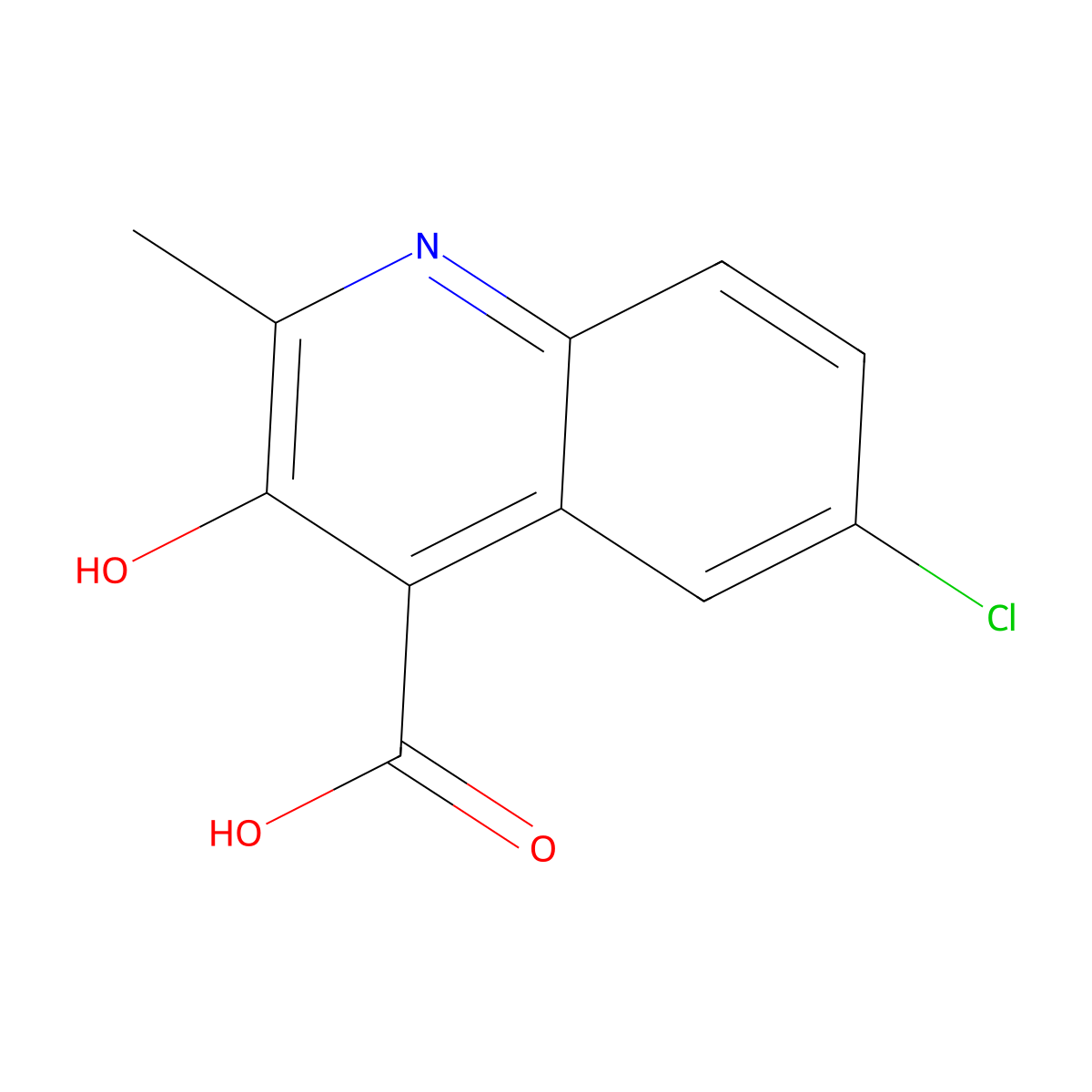 6-Chloro-3-hydroxy-2-methylquinoline-4-carboxylic acid molecular structure, CAS 40445-49-6