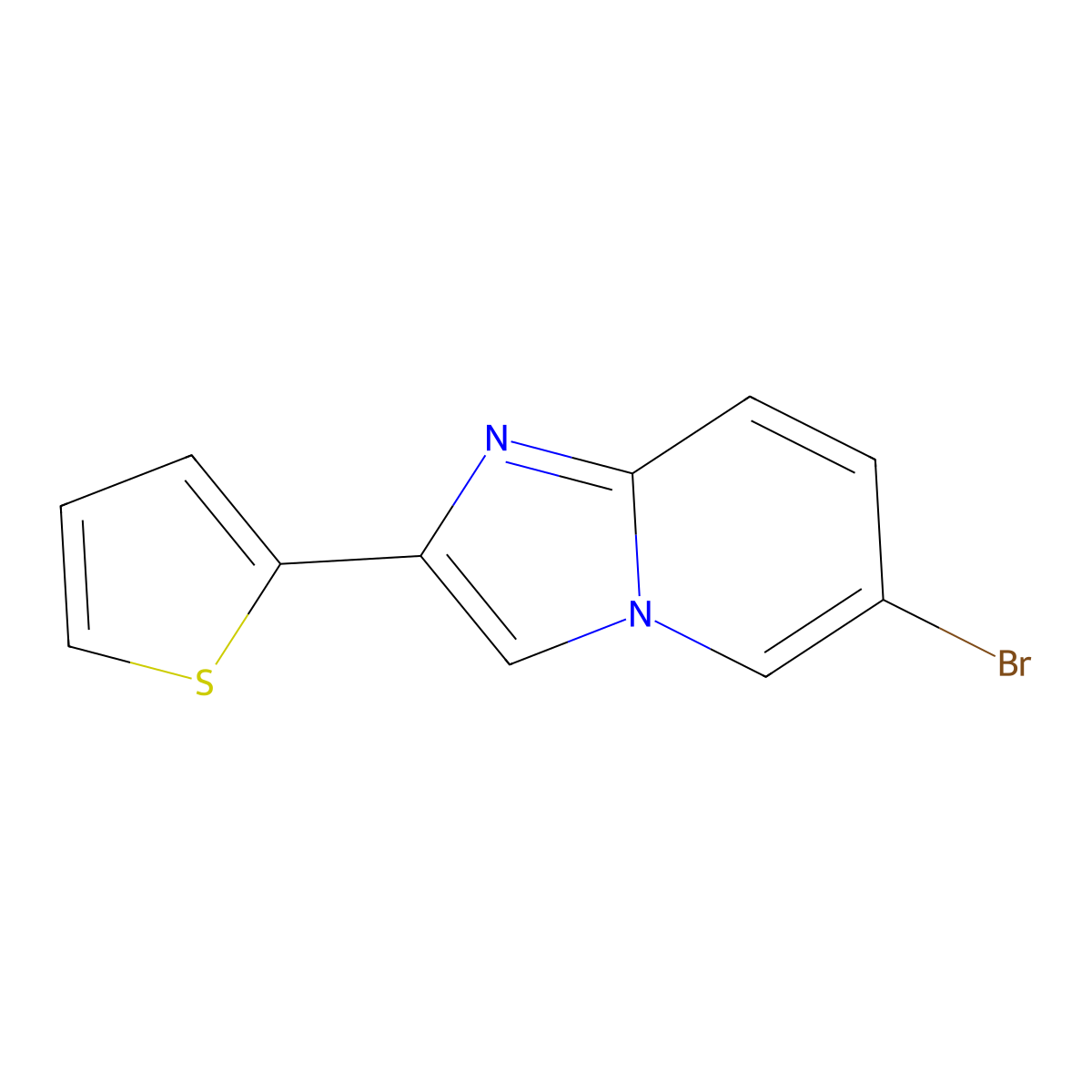 6-Bromo-2-(thiophen-2-yl)imidazo[1,2-a]pyridine molecular structure, CAS 4045-00-5
