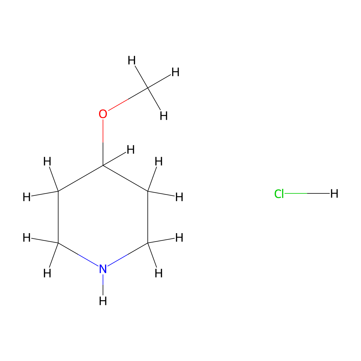 4-Methoxypiperidine hydrochloride molecular structure, CAS 4045-25-4