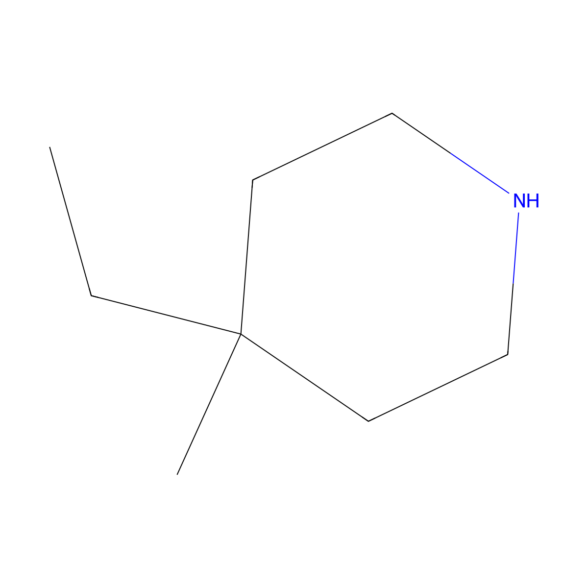 4-Ethyl-4-methylpiperidine molecular structure, CAS 4045-31-2