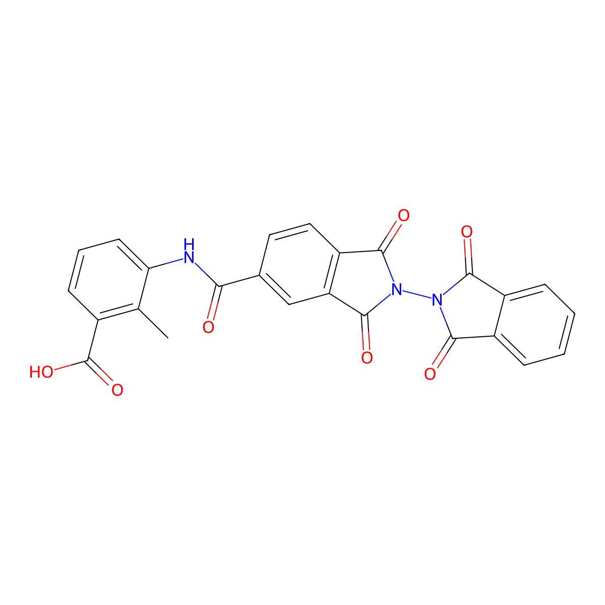 2-Methyl-3-(1,1',3,3'-tetraoxo-[2,2'-biisoindoline]-5-carboxamido)benzoic acid molecular structure, CAS 404584-62-9