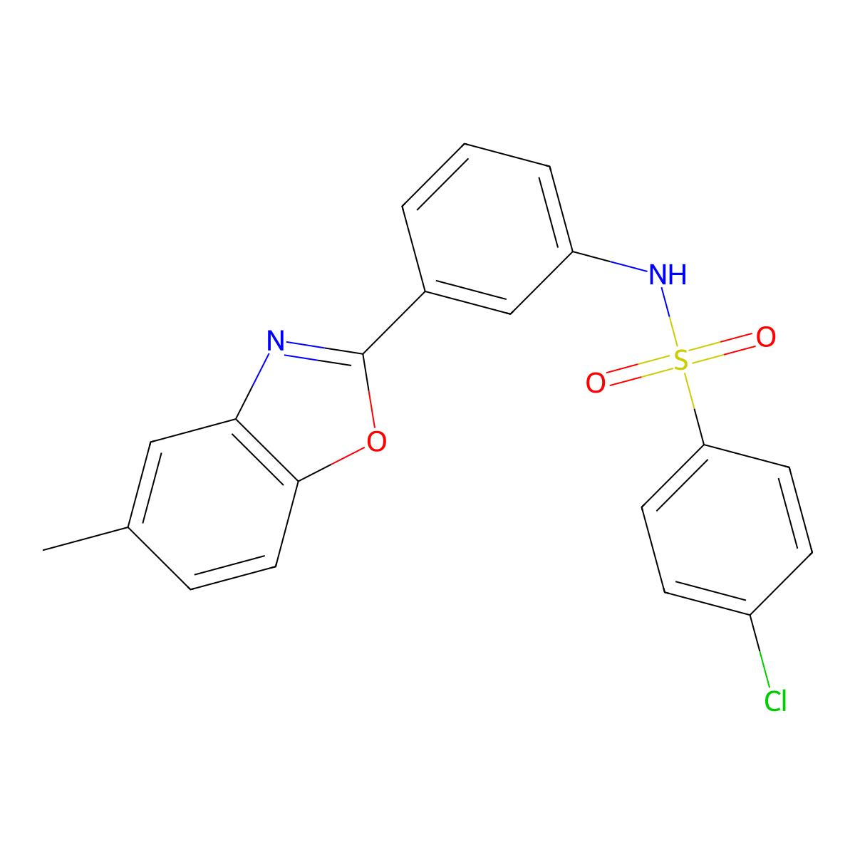 4-chloro-N-[3-(5-methyl-1,3-benzoxazol-2-yl)phenyl]benzenesulfonamide molecular structure, CAS 404585-03-1