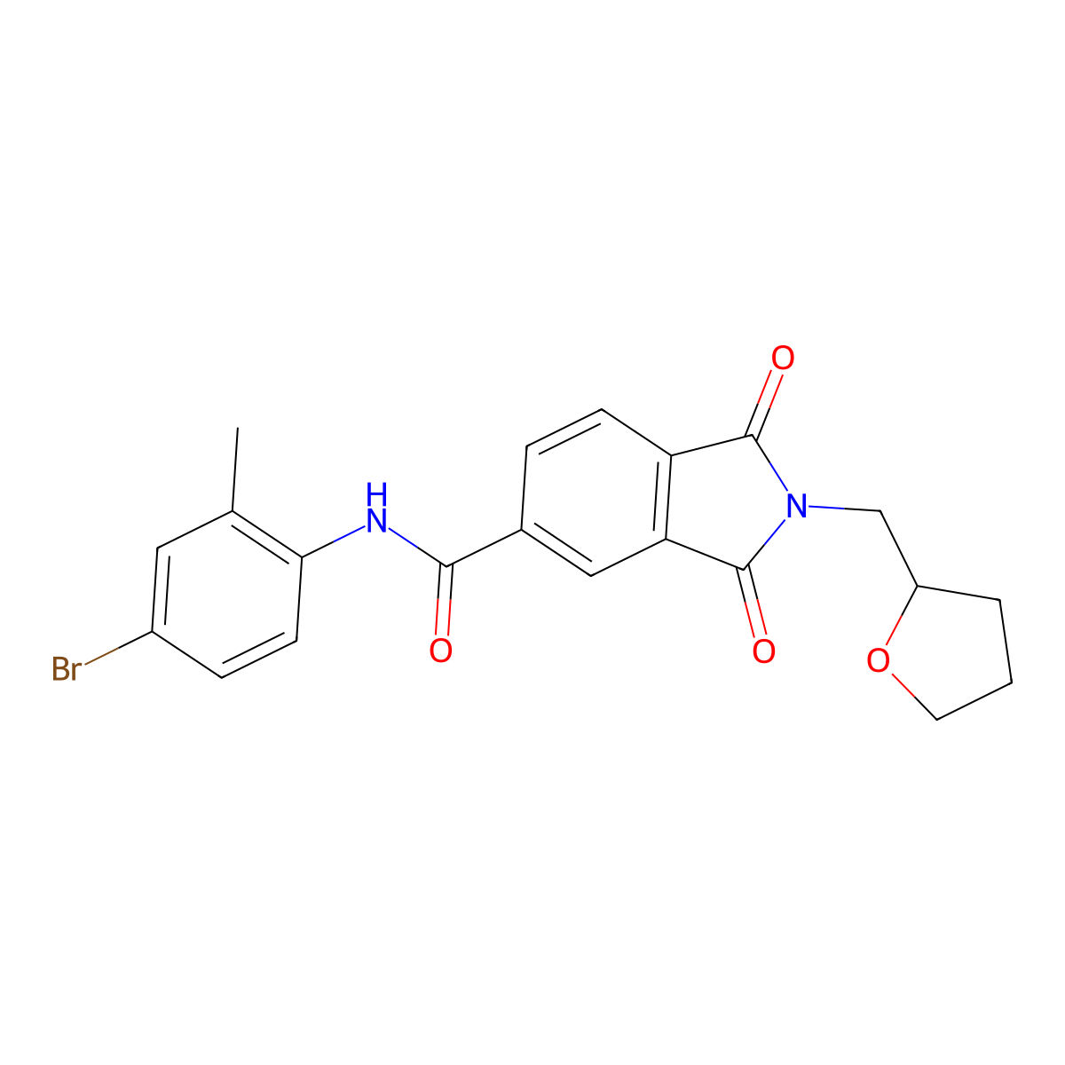 N-(4-bromo-2-methylphenyl)-1,3-dioxo-2-(oxolan-2-ylmethyl)isoindole-5-carboxamide molecular structure, CAS 404585-13-3