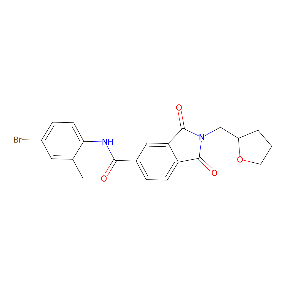 N-(4-bromo-2-methylphenyl)-1,3-dioxo-2-(oxolan-2-ylmethyl)isoindole-5-carboxamide molecular structure, CAS 404585-13-3